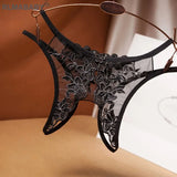 Transparent Embroidery Bottom Open G-String Hot Hollow Hot Temptation Women Underwear Briefs Panties Fashion Lingerie