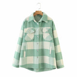 Lapel check wool coat-Outfit