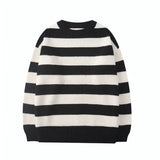 Striped Sweater Autumn Winter Casual Pullovers Vintage Crew Neck Jumper Sueter Mujer Korean Style Ladies Knitted
