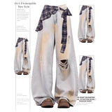 And Summer New Korean Version Of The College Wind Mesh Splicing Skirt Half-Bred Mid-Long A-Skirt