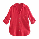 Women Solid Shirts Long Sleeve Turn Down Collar Solid Office Lady Shirts Candy Color Casual Loose Tops Chemise