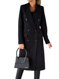 Women's Spring 2025 New Coat With Hair, Coat Solid Long-Sleeved Double-Buttoned