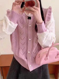 Foreign Style Spliced Chiffon Sleeved Sweater Women's 2024 Spring New Soft Wind Sweet Sweater Cardigan-Outfit