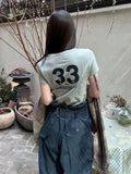 Tshirts Women's Clothing Fashion Striped Tees Casual Korean Cotton Summer Tops Short Sleeve Letter T Shirt 2024 Ropa Mujer-Outfit