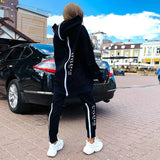Casual zipper Letter Hoodie Sweater Set Women's Pullover Sweater & Pants 2-piece Loose Sportswear Set 2022