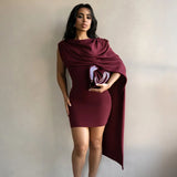 Autumn And Winter Women's Fashion Word Shoulder Long Sleeves Bare Waist Mesh Splicing Bag Of Hip