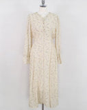 Autumn Girls Dress Women Vintage Casual Long Sleeve chiffon Dresses Female V neck White Dress Boho Robe Femme
