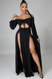 Off Shoulder Cut Out Slit Long Maxi
