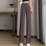 Toloer Pants Female Spring And Autumn 2024 New High Waist Hanging Feeling Loose Straight Leg Hanging Feeling Wide Leg Pants Large Size Pink Casual Pants-Outfit