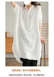 And Art Simple White Linen Shirt Women's Long 2025 Summer Thin Loose Middle-Sleeved Doll Collar