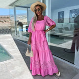 Sales Of New Lace Tie-Up Dress INS Casual Loose Waist Tie Dress Woman-Outfit