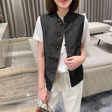 The Spring Of 2023, The New Imitation Silk Silk Black Horse Clip Chinese Style Commuter Jacket-Outfit
