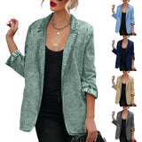Loose Denim Cardigan Autumn And Winter New Style Suit Collar All-Match Casual Thin