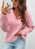 V-Neck Turndown Collar Regular Pullover