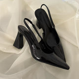 Green With Skirt Pointed High Heels Femininity Paint Leather Coarse Fairy