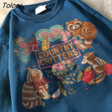 Animal Cat Fun Print Sweatshirts Hoddies for Teens Girls Fashion Clothes 2021 Autumn New Streetwear Womens Winter