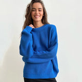 O-neck Long Sleeve Knitted Sweaters Women Solid Elegant Sweater Pullovers 2022 Office Female Fashion Casual Tops