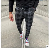 New Men's Casual Dating Men's Lattice Solid Nine-Point