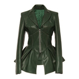 Biker Style Patchwork Irregular Jacket Women Lapel Collar Long Sleeve High Wait Tunic Female Coat 2022 Fashion