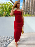 One Shoulder Pleated Long Party