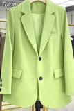 Women Fashion Office Single Button Casual All-match Lapel Collar Business Simple Long Sleeve Chic Blazer Retro Tops