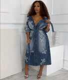 Women's Dress Women's Clothing Autumn And Winter Street Fashion Cross Embroidered Long Trench