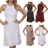 Fashionable Style, Fashionable Neckline, Sexy Crystal Tassel, Buttocks, Sequins, Dress, Middle Waist Evening Dress-Outfit