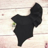 Women Sexy Bodysuit Stretch Leotard Sleeveless Ruffles Slim Evening Party Body Tops T shirt Jumpsuit Romper Summer 2024-Outfit