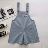 Colors Playsuits Women Solid Summer Straight Peach Embroidery All-match Korean Style Female Kawaii Casual Lady Rompers