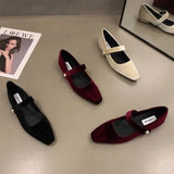 Retro With Skirt Velvet Mary Jane Women's Shoes Spring 2025 New Evening Wind Gentle Low Heel Single