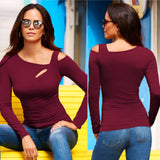 And Winter Explosion Wish Spring And Autumn New Women's Slanted Shoulder Sexy Long-Sleeved