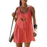 Women Tennis Dress Summer Casual Solid Color Sleeveless Open Back Athletic Mini Dresses with Pockets Sports Workout Golf Dress 703-1-Outfit