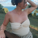 Spring And Summer Women's Explosive Pure Color Cross-Knitted Knitted Bra Vest