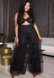 Sexy Strap Sleeveless Solid Mesh Hollow Out Full Length Loose
