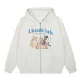 Hoodie Women Clothing Cat Print Long Sleeve Zipper Jackets 2023 Ropa Mujer Thicked Fashion Casual Hooned Y2k Sweatshirt-Outfit