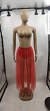 Nightclub Sexy Perspective Pleated Lace Hip Skirt Net Gauze High Waist Half Skirt-Outfit