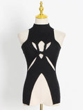 Individuality Women's Tank Tops Round Neck Sleeveless Cut Out Solid Knitting Vests Female Summer Clothing Style