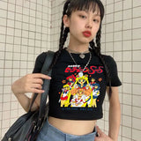 New Round-Neck Letter Printing Fashion Tight Sexy T-Shirt For Girls Short Summer Leak Umbilical