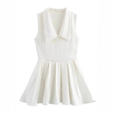 Folds Lead Short Dress 2025 Summer Temperament Sleeveless Vest Style A-Word Repair