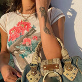 Angel Printed Short Sleeve Crop Top T Shirt Women Summer Clothes Cute Print T-shirt Ladie Streetwear Tee Shirt