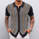 Men's Men's Casual Striped Jacket T-Shirt Short-Sleeved Knitwear POLO Shirt
