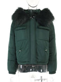 Fur Neck Women Cotton Coat Thick Warm Hooded Long Sleeve Jacket Streetwear Daily Wear Pockets Button Outwear