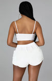 Sexy Zipper Straps Crop Top And High Waist Matching Shorts Two Piece