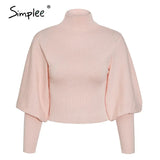 Autumn winter knitted sweater High collar Lantern Sleeve loose women's sweater High street fashion pullover 2020