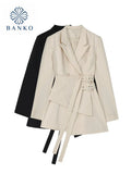New Women Office Irregular Spliced Blazer Vintage Oversize Coat Fashion Notched Collar Long Sleeve Ladies Outerwear