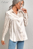 Spring Summer Womens Casual Button Up Shirt Long Sleeve Leopard Office Lady Print Shirts Female Cardigan Elegant