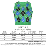 V Neck Vintage Argyle Sweater Vest Women Y2K Black Sleeveless Plaid Knitted Crop Sweaters Casual Autumn Preppy