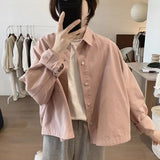 2025 Korean Version Of The Women's Spring And Autumn New Grinding Loose Thin Short Collar Shirt Long-Sleeved Top