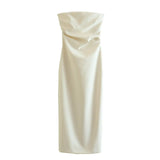Folded Dress Design Autumn New Women's Breasts Collared Solid Color