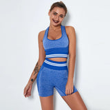 Seamless Women Set Bra Shorts Workout Sportswear Gym Clothing Fitness Long Sleeve Crop Top High Waist Leggings Sports